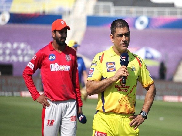 MS Dhoni during toss in thr fixture between CSK and KXIP (Photo/ iplt20.com)
