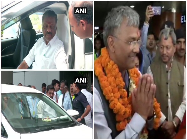 Political leaders arrive in New Delhi on Saturday for the NDA meeting.