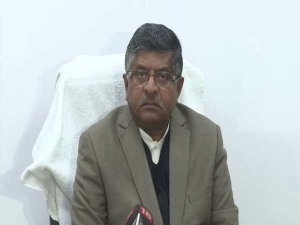Union Minister Ravi Shankar Prasad speaking to reporters in New Delhi on Monday. Photo/ANI