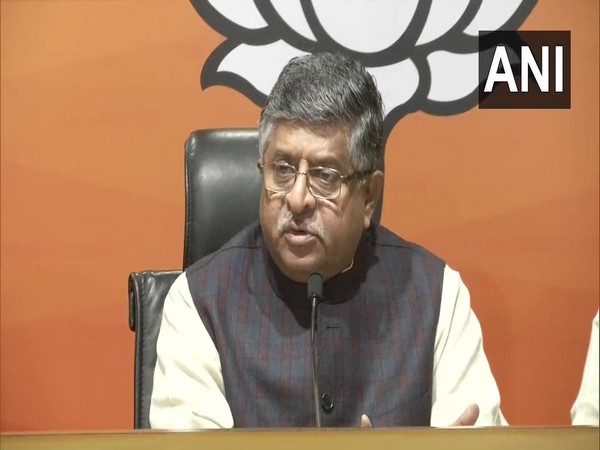 Union Minister Ravi Shankar Prasad speaking at a press conference in New Delhi on Friday. Photo/ANI