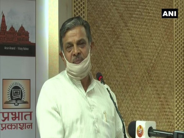 RSS Joint General Secretary Dattatreya Hosabale talking about construction of Ram temple on Friday.