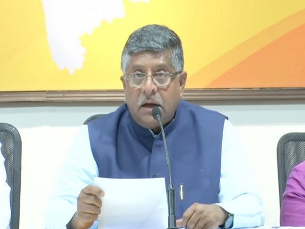 Union Minister Ravi Shankar Prasad speaking at a press conference in Mumbai on Saturday. Photo/ANI