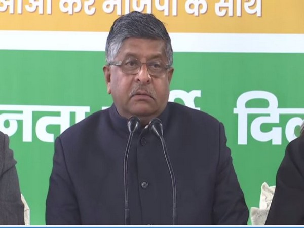 Union Minister Ravi Shankar Prasad speaking to reporters in New Delhi on Monday. Photo/ANI