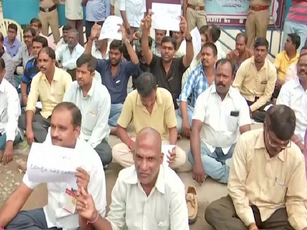 RTC workers on strike on Wednesday. Photo/ANI 