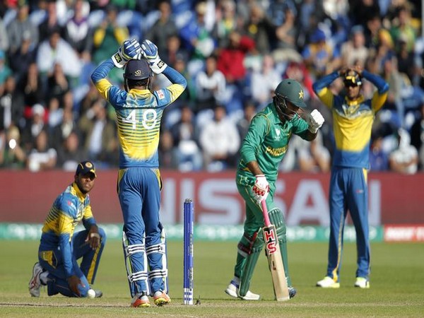 Sri Lanka and Pakistan cricket teams in action