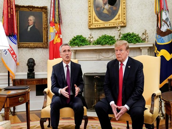U.S. President Donald Trump speaks while meeting with NATO Secretary General Jens Stoltenberg in the Oval Office at the White House in Washington, in April