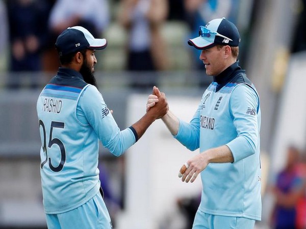 England's Adil Rashid (left) with skipper Eoin Morgan (right)