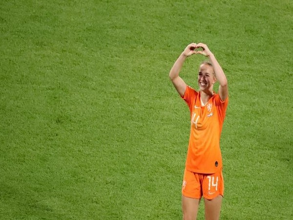 Netherlands' Jackie Groenen celebrates after winning the match against Sweden