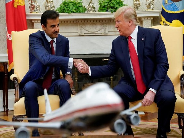 U.S. President Donald Trump meets with Qatar Emir Sheikh Tamim bin Hamad Al-Thani at the White House in Washington