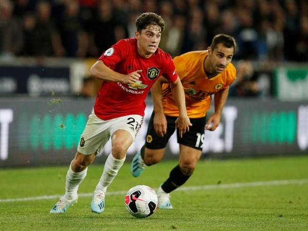 Manchester United's Daniel James in action with Wolverhampton Wanderers' Jonny 