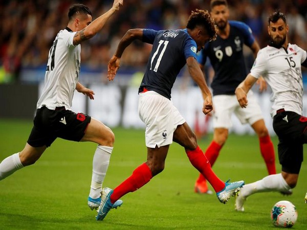 France's Kingsley Coman in action against Albania in Euro 2020 Qualifying match