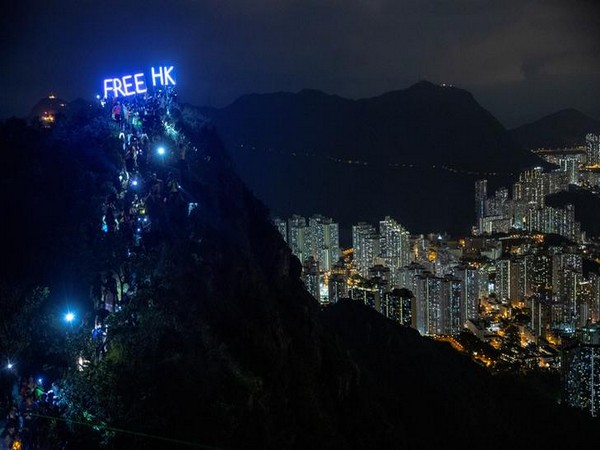 Anti-government protesters gather at Lion Rock, in Hong Kong