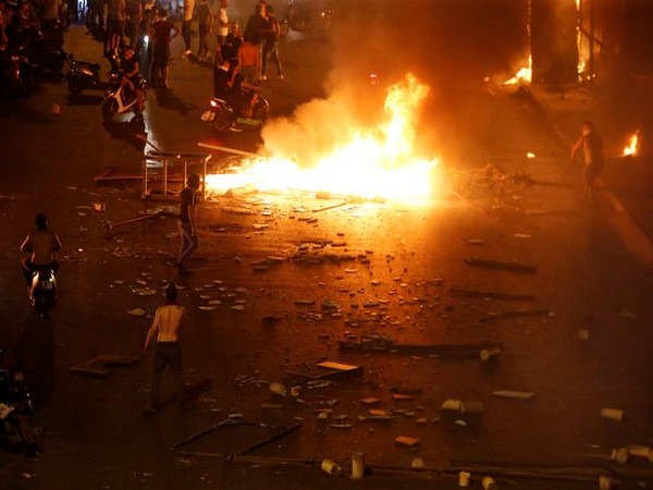 Visuals of the protest in Lebanon on Thursday. Photo/ANI