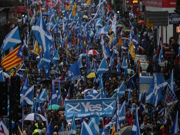 Demonstrators march for Scottish Independence through Glasgow City centre