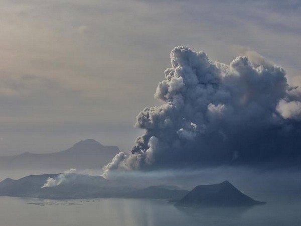 The errupting Taal Volcano is seen from Tagaytay City, Philippines, January 13, 2020