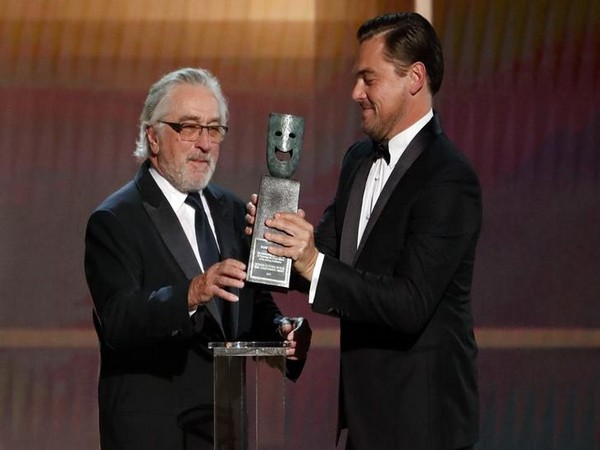 Robert De Niro receiving Lifetime Achievement Award by Leonardo DiCaprio.