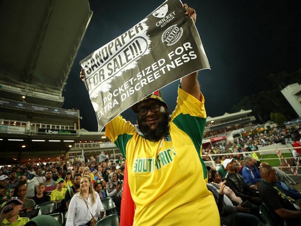 A South Africa fan poses with a banner during the match between South Africa and Australia 