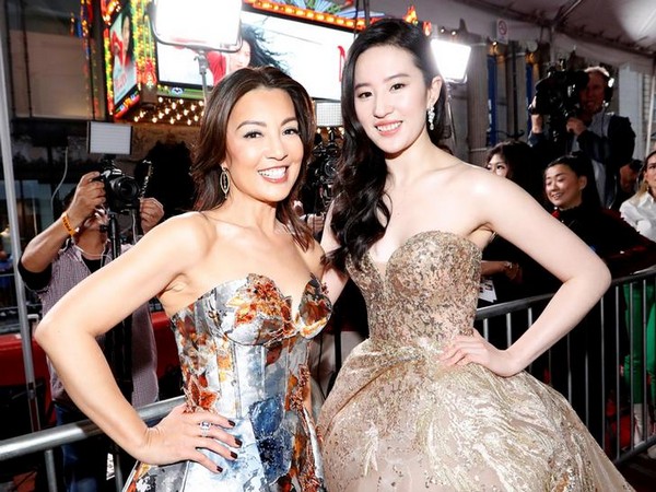Cast member Liu Yifei and actor Ming-Na Wen pose at the premiere of the film 'Mulan' in Los Angeles