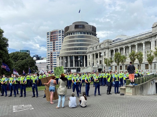 Anti-vaccine mandate protesters gather to demonstrate in front of the parliament in Wellington, New Zealand, February 10, 2022. (Photo Credit: Reuters)