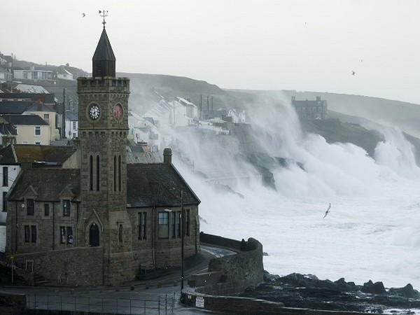 Large waves and strong winds hit during Storm Eunice, in Porthleven, Cornwall, Britain, February 18, 2022. (Photo Credit: REUTERS)