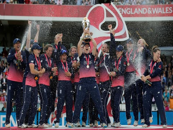 England celebrating ICC Women's Cricket World Cup 2017 victory