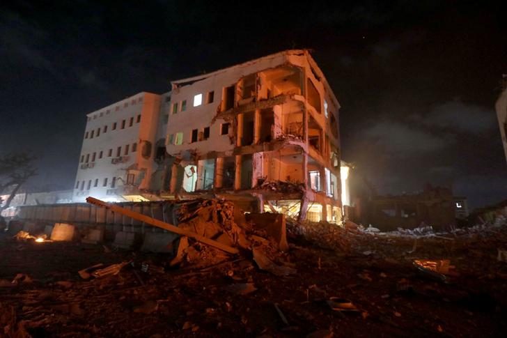 Hotel destroyed in Somalia's Mogadishu after a car bomb explosion on Thursday (Photo: Reuters)