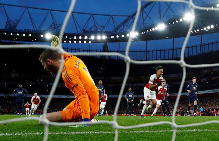 Man U's goalkeeper David de Gea conceding a goal