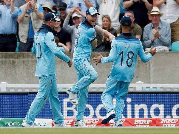 Ben Stokes celebrates after taking a stunning catch against South Africa