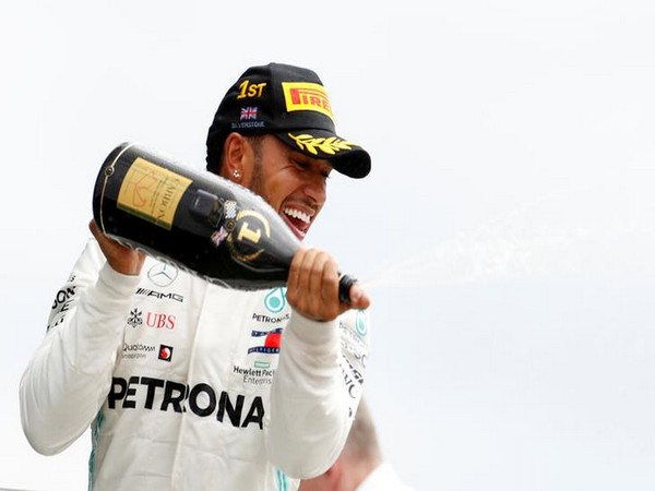 Mercedes racing driver Lewis Hamilton after winning British Grand Prix
