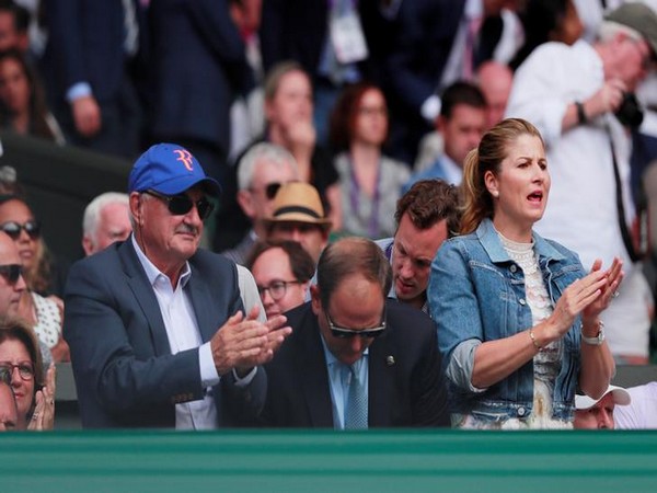 Roger Federer's wife Mirka Federer cheering for her husband during Wimbledon final on Sunday. 
