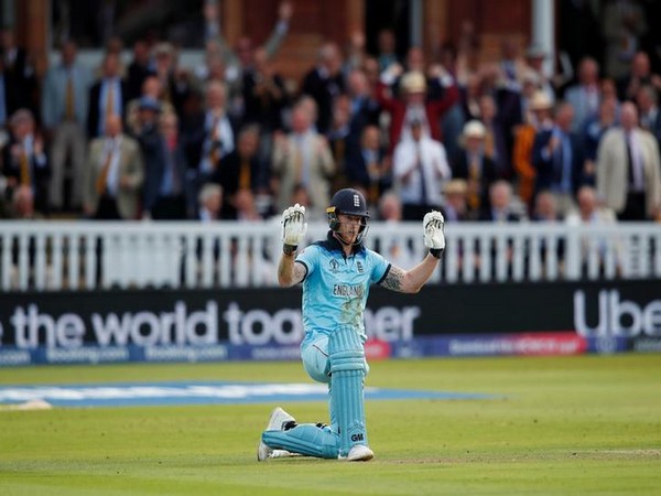  England's Ben Stokes reacting after the overthrow incident in the World Cup final against New Zealand 
