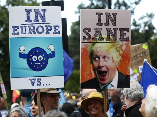 Thousands of anti-Brexit demonstrators have hit the streets in a protest against hardliner Boris