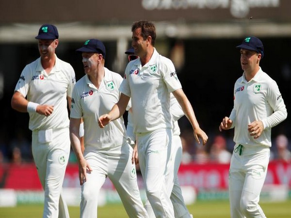Ireland celebrate after taking the wicket of England's Jason Roy here on Wednesday. 
