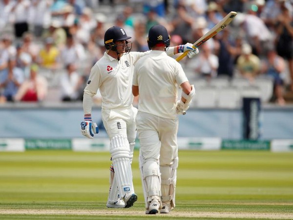 England's Jason Roy celebrates his maiden Test fifty at Lord's