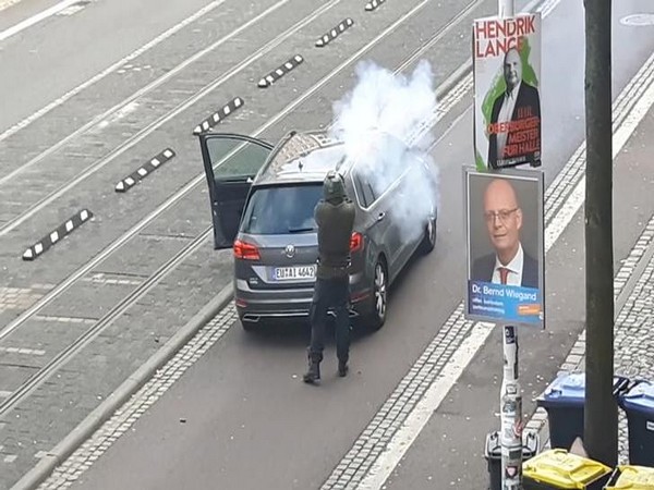 A screen grab taken from amateur video shows shooting in Halle, Germany.