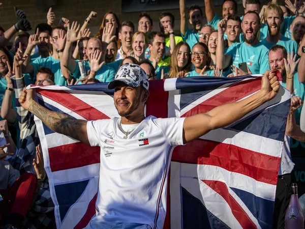 Mercedes AMG Petronas Motorsport driver Lewis Hamilton (44) of Great Britain celebrates winning his sixth world championship after the United States Grand Prix at Circuit of the Americas.