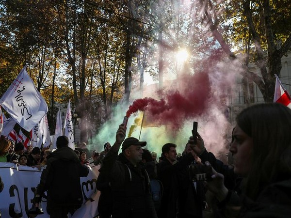 Opposition supporters take part in a rally to protest against the government and demand an early parliamentary election in Tbilisi, Georgia.
