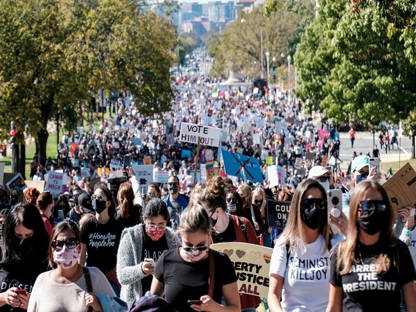 Women's March held against U.S. President Donald Trump's decision to fill the seat on the SC left by the late Justice Ruth Bader Ginsburg before the 2020 election, in Washington (Pic Credit: Reuters)