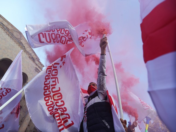 An Opposition supporter protest in Georgia. (Photo credit: Reuters)