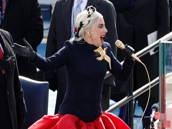 Singer Lady Gaga performing at Joe Biden's inauguration ceremony