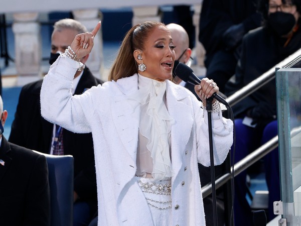 Musician Jennifer Lopez performing at Joe Biden's Inauguration 
