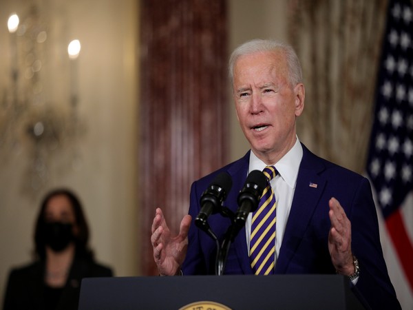 US President Joe Biden speaking at the Department of State on Thursday (Photo credit: Reuters)