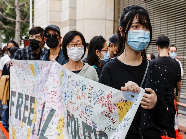 Hong Kong pro-democracy activists protesting against the national security law. (Credit: Reuters)