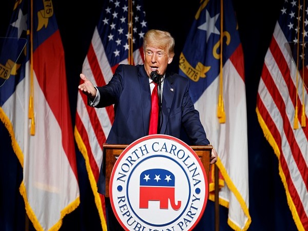 Former US President Donald Trump speaking at the North Carolina Republican Convention (Credit: Reuters Pictures)