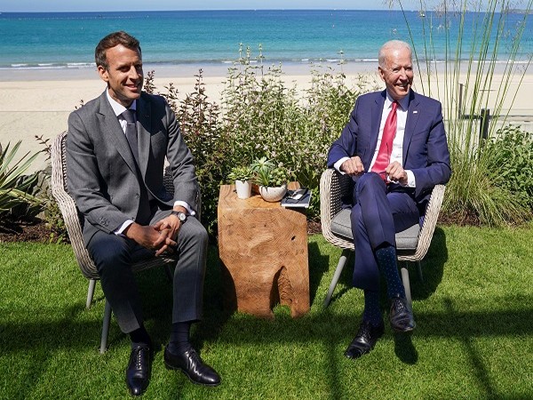 US President Joe Biden and his French counterpart Emmanuel Macron (Credit: Reuters)