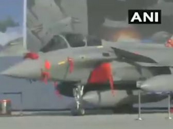 Newly inducted Rafale on display at Hindon IAF station on Tuesday. Photo/ANI