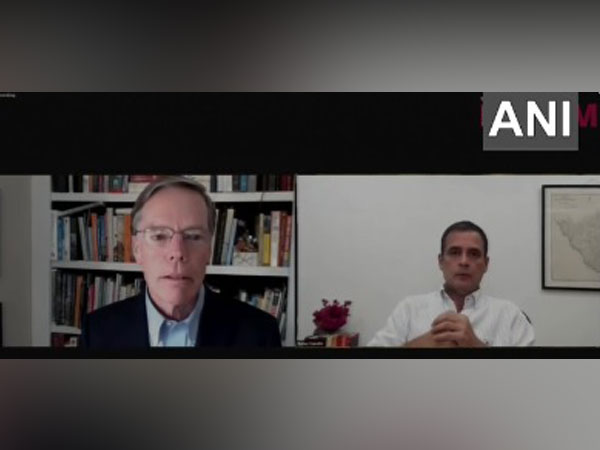 Congress leader Rahul Gandhi in converstion with former US Diplomat Nicholas Burns