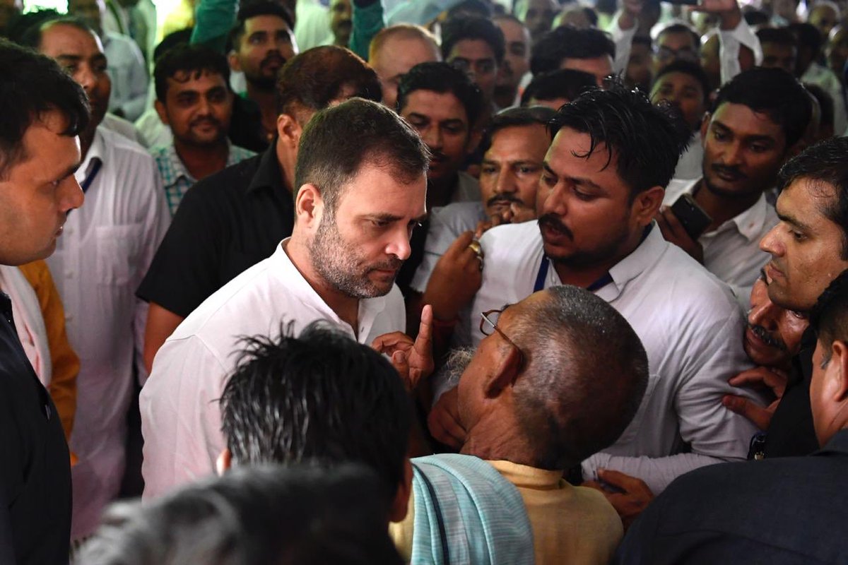 Rahul Gandhi during his visit to Amethi on Tuesday. Photo/ANI