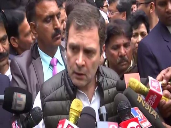 Congress leader Rahul Gandhi speaking to reporters in Delhi's Brijpuri on Wednesday. Photo/ANI