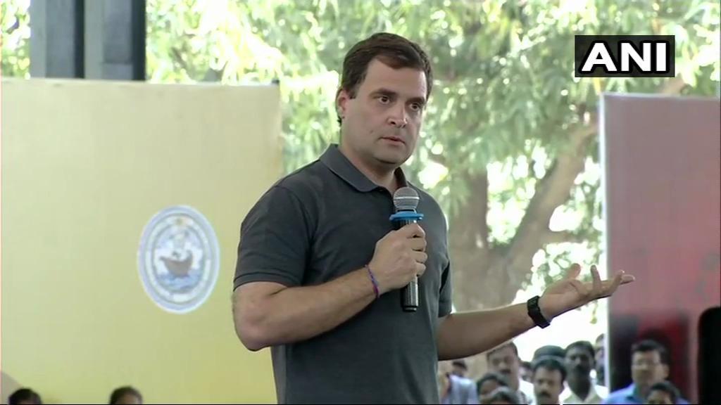 Rahul Gandhi at Stella Maris college in Chennai on Thursday.